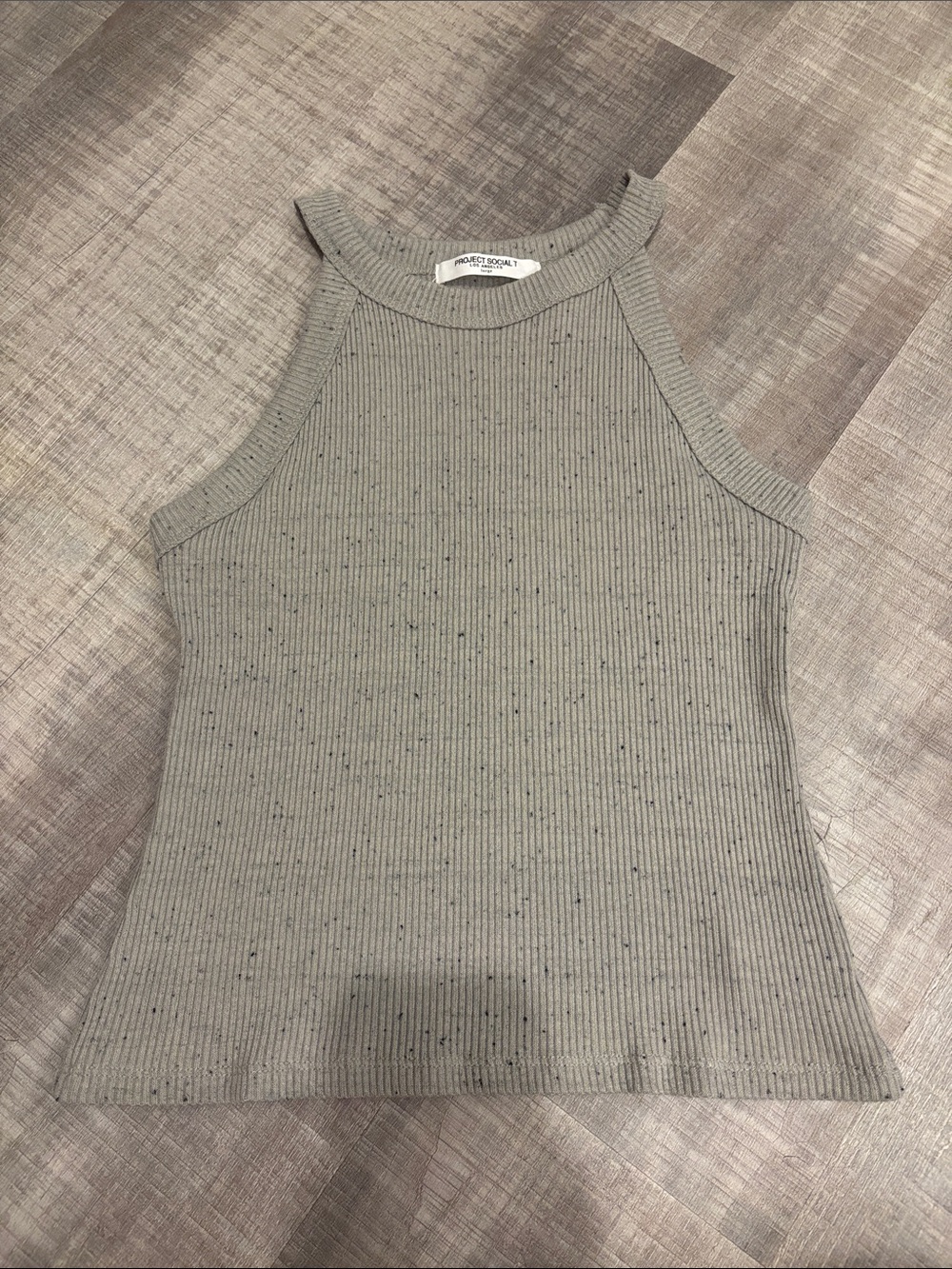 Project Social T Ribbed Halter Tank Top - Light Gray Speckle